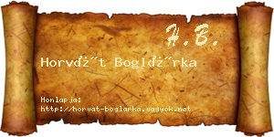 Horvát Boglárka névjegykártya